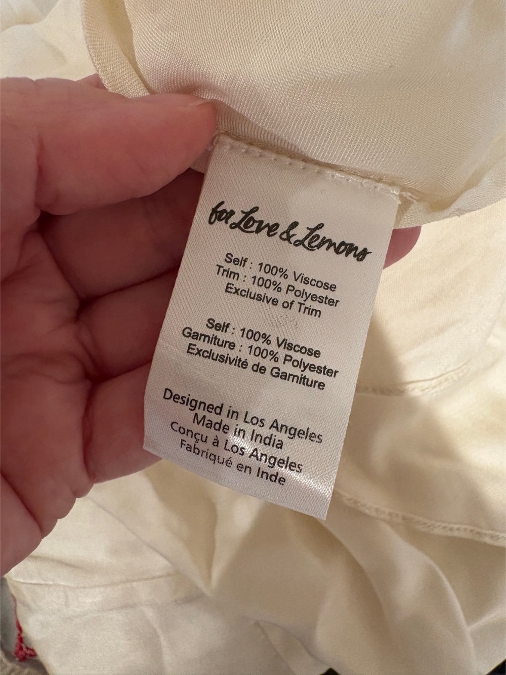 $389 NWT For Love & Lemons Amor Midi Slip Dress in Cream & Red Sz Large - Picture 8 of 15